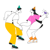 Ilustración animada de una persona bailando, motivación para aprender idiomas