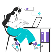 Ilustración animada de atención al cliente por ordenador