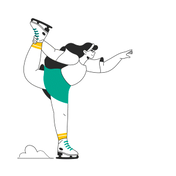 Ilustración animada de una persona patinando sobre hielo