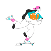 Ilustración animada de una persona patinando